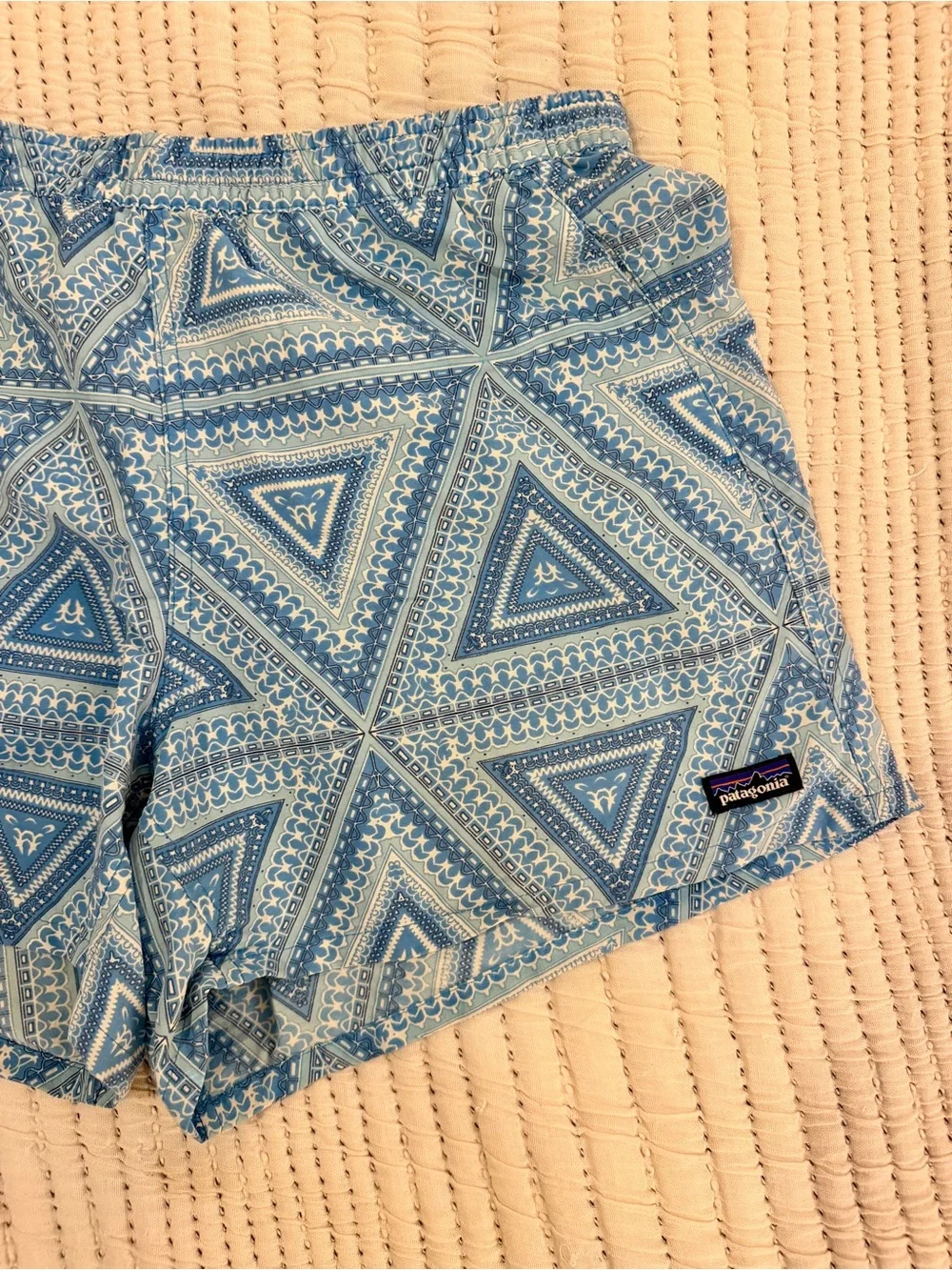 Patagonia Baggies in Blue Geo Print - 5in inseam - Picture 1 of 8